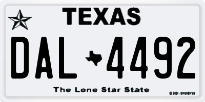 TX license plate DAL4492