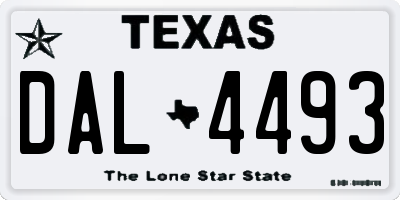 TX license plate DAL4493