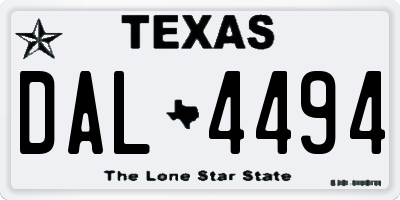 TX license plate DAL4494