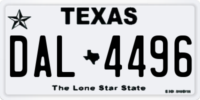 TX license plate DAL4496