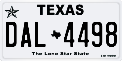TX license plate DAL4498