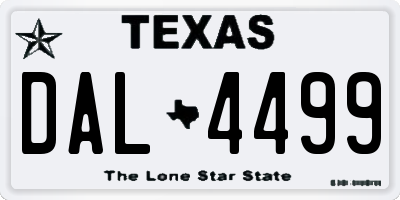 TX license plate DAL4499