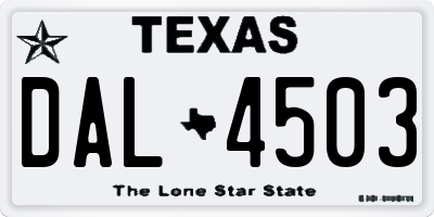 TX license plate DAL4503