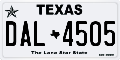 TX license plate DAL4505