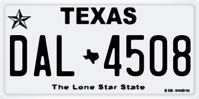 TX license plate DAL4508