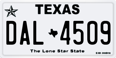 TX license plate DAL4509