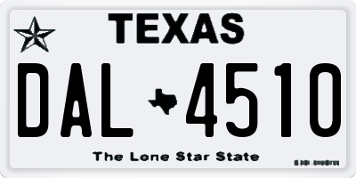 TX license plate DAL4510