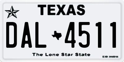 TX license plate DAL4511