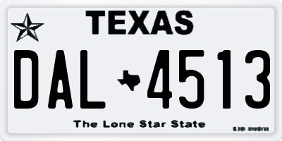 TX license plate DAL4513
