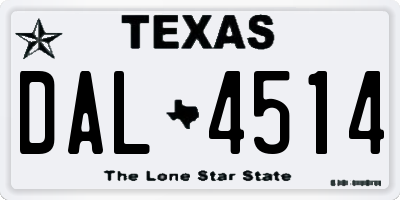 TX license plate DAL4514