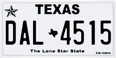 TX license plate DAL4515