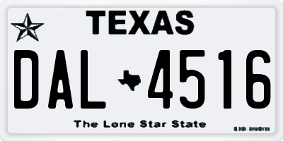 TX license plate DAL4516
