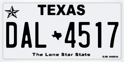 TX license plate DAL4517