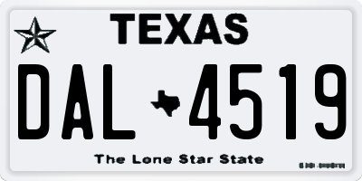 TX license plate DAL4519