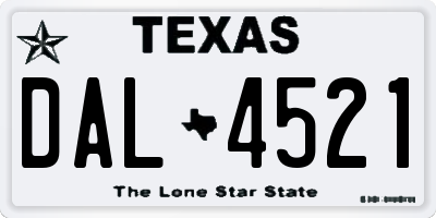 TX license plate DAL4521