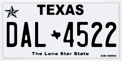 TX license plate DAL4522