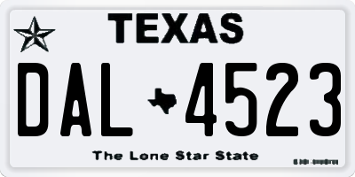 TX license plate DAL4523