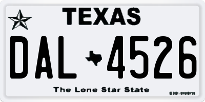 TX license plate DAL4526