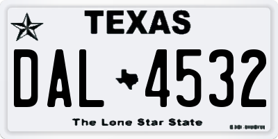 TX license plate DAL4532