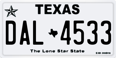 TX license plate DAL4533