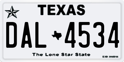 TX license plate DAL4534