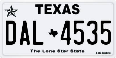 TX license plate DAL4535