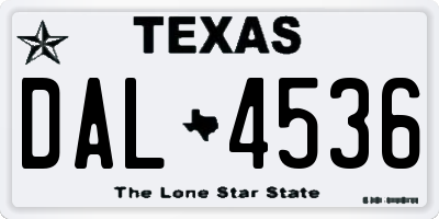 TX license plate DAL4536