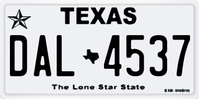 TX license plate DAL4537