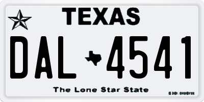 TX license plate DAL4541