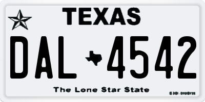 TX license plate DAL4542