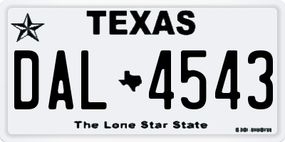 TX license plate DAL4543