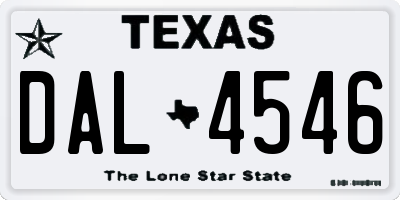 TX license plate DAL4546