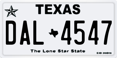 TX license plate DAL4547