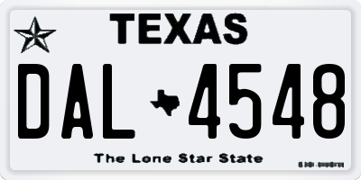 TX license plate DAL4548
