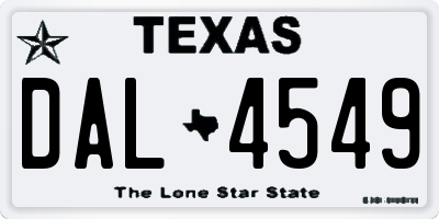 TX license plate DAL4549