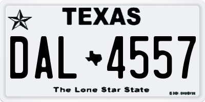 TX license plate DAL4557