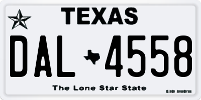 TX license plate DAL4558