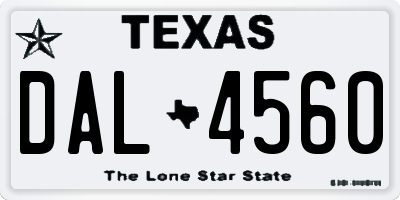 TX license plate DAL4560