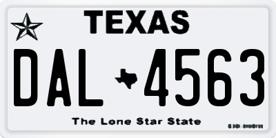 TX license plate DAL4563