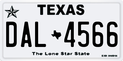 TX license plate DAL4566