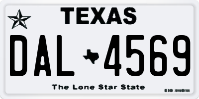 TX license plate DAL4569