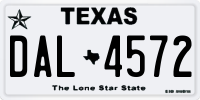 TX license plate DAL4572