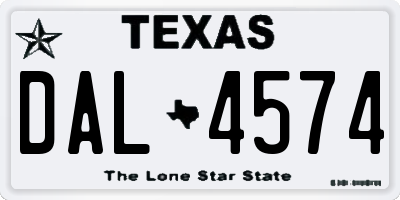 TX license plate DAL4574