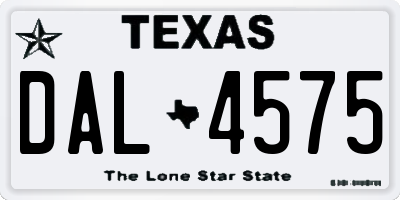 TX license plate DAL4575