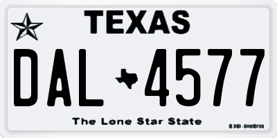 TX license plate DAL4577