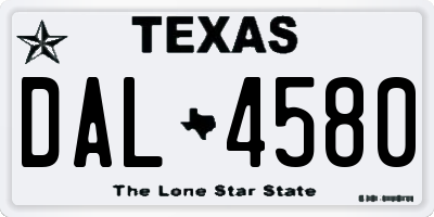 TX license plate DAL4580