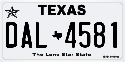 TX license plate DAL4581