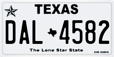 TX license plate DAL4582