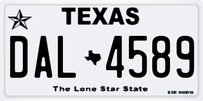 TX license plate DAL4589