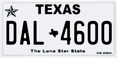 TX license plate DAL4600